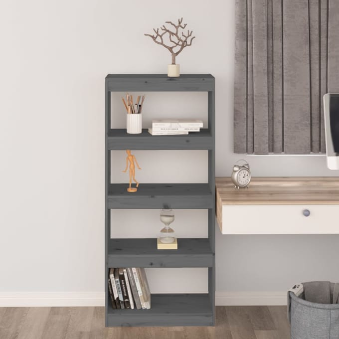 vidaXL - Boekenkast/kamerscherm - 60x30x135,5 - cm - massief - grenenhout - grijs