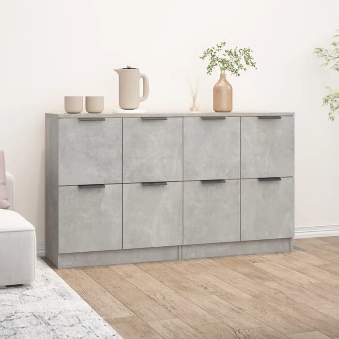 vidaXL - Dressoirs - 2 - st - 60x30x70 - cm - bewerkt - hout - betongrijs