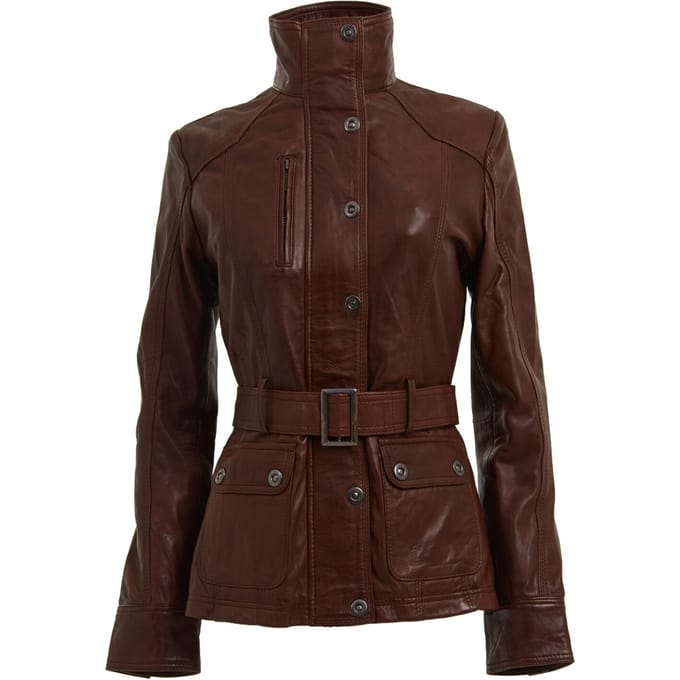 Dames leren militair geïnspireerde bikerjack-Middleton
