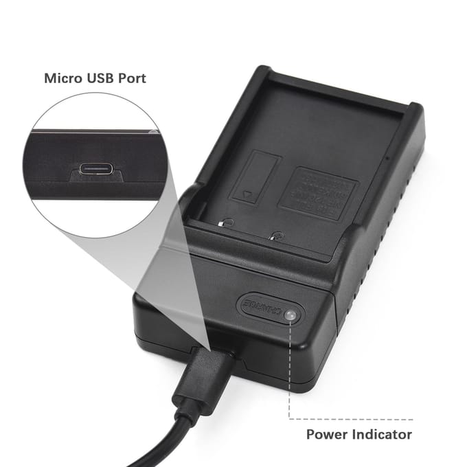 NP-120 Batterijlader met LED-indicator Type-C-poort & USB-kabel Compatibel met HDR-AC3/ zwart