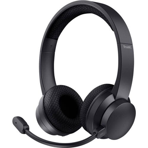 Trust AYDA WIRELESS ENC HEADSET On Ear headset Bluetooth Zwart Ruisonderdrukking (microfoon) Headset, Volumeregeling, Microfoon uitschakelbaar (mute),