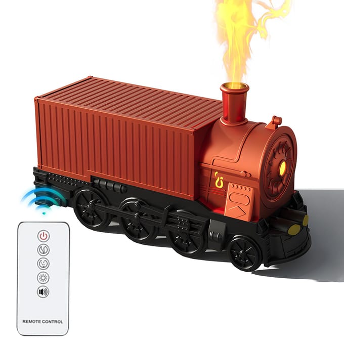 Diffuseur d'huiles essentielles vintage en forme de train avec télécommande pour la maison, 300 ml, grande ouverture orange