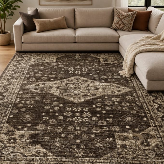 Muratap Vintage vloerkleed bruin beige- 240x340 cm