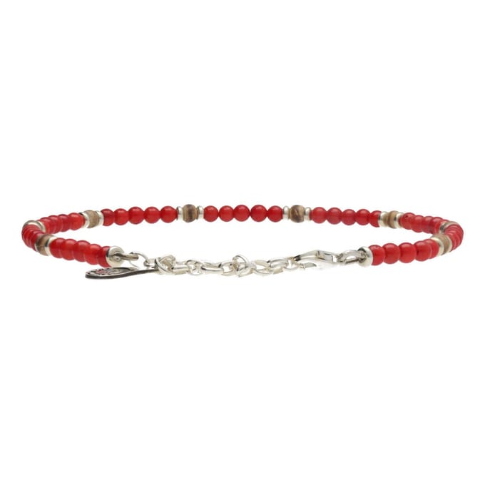 Bela Donaco - Enkelbandje Classic B4 – Rode Parelmoer – Sterling Zilver