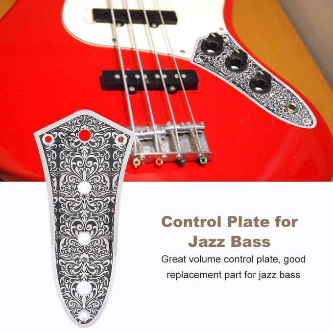 Plaque de contrôle du volume de rechange pour guitares basses jazz, argent et noir white