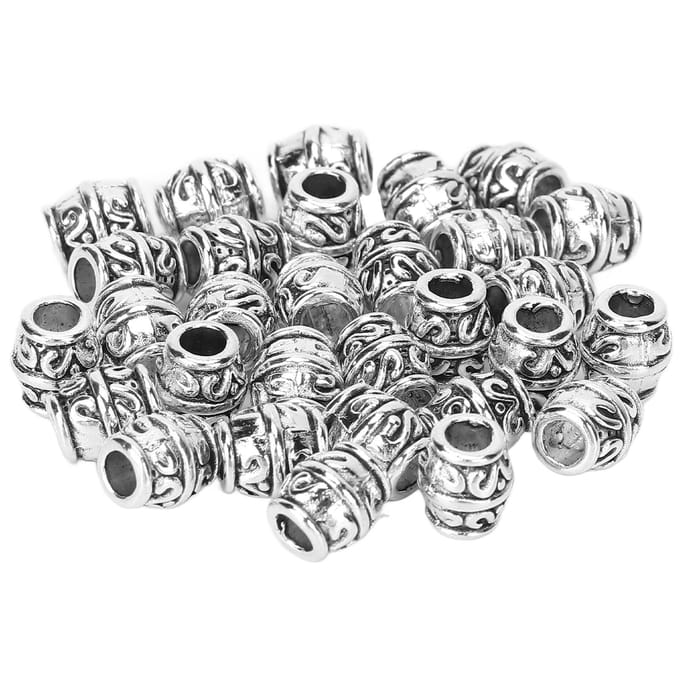 30 stuks DIY Baardkralen Clips Retro Haar Dreadlocks Kralen Accessoires voor Vlechten Armband gray