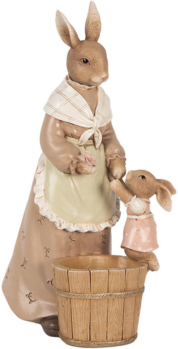 Clayre & Eef Decoratie Beeld Konijn 13x10x24 cm Bruin Kunststof