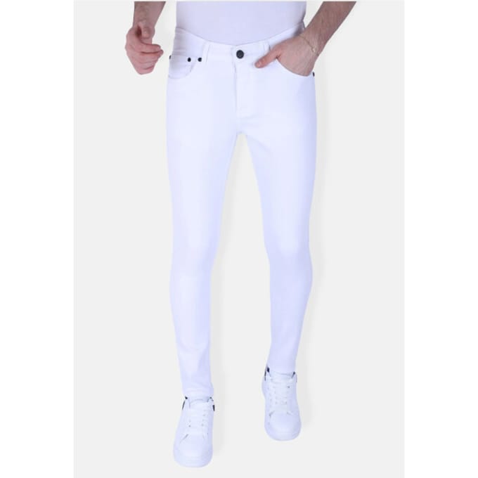 Witte Spijkerbroek Heren - Nette Heren Jeans Slim Fit - Stretch Jeans Heren - 1089 - Wit