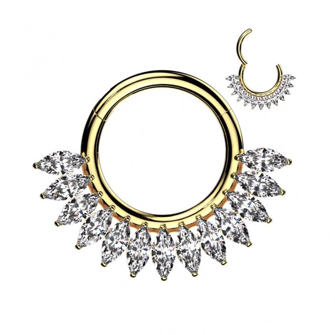 Piercing titanium bling ring 1.2x8 - goud - LMPiercings
