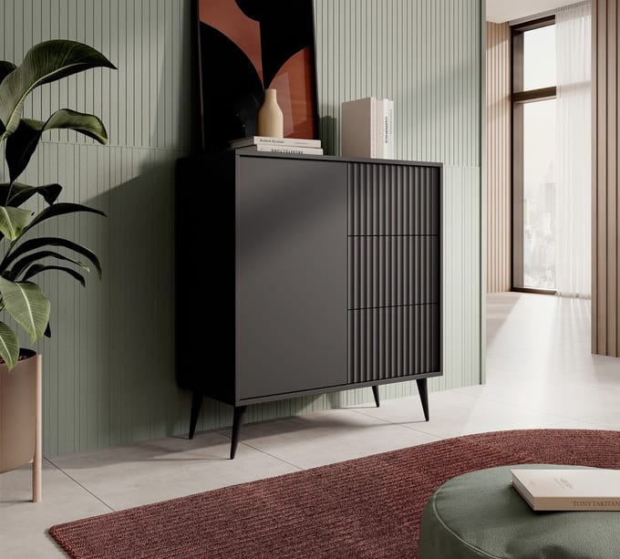 Meubella - Dressoir Winq - Antraciet - 90 cm