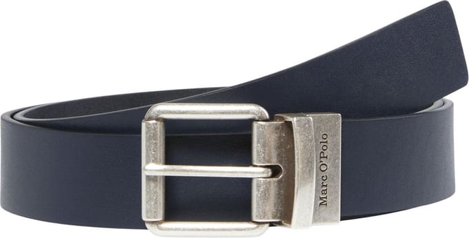 Marc O'Polo Leren Riem Bode Belt W100 Dark Navy Donkerblauw