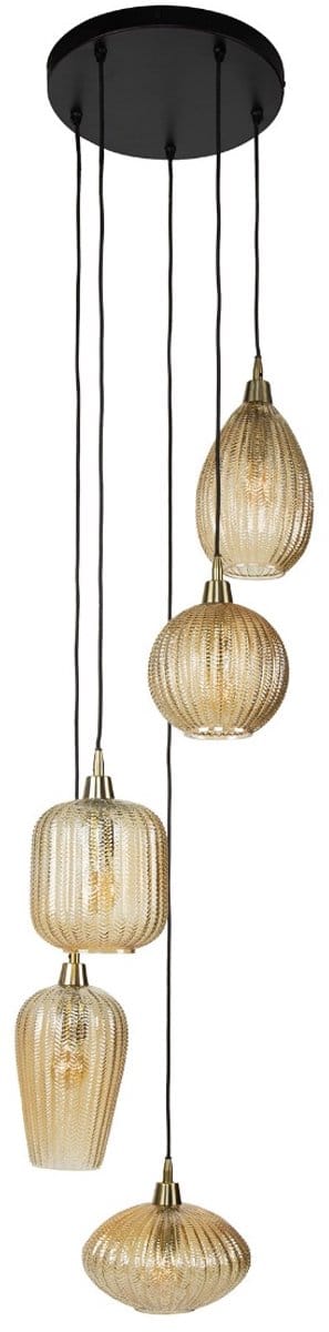 AnLi Style Hanglamp V-Shape getrapt 5-lichts / Amber glas