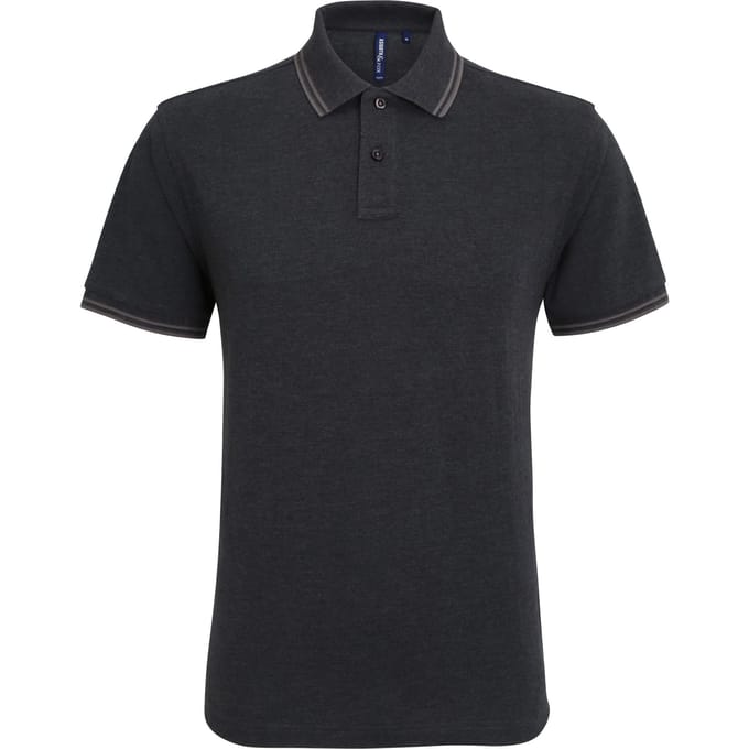 Asquith & Fox Heren Klassiek Fit getipt Poloshirt (Zwarte Heide / Houtskool)