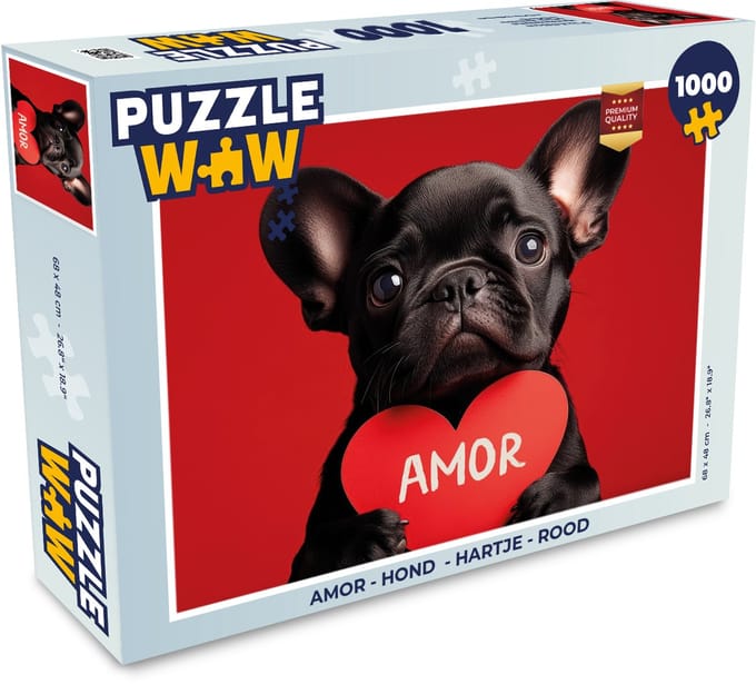 Puzzel Amor - Hond - Hartje - Rood - Legpuzzel - Puzzel 1000 stukjes volwassenen