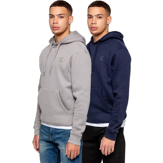 Kruze | 2 Pack Heren Pullover Hoodie - NVY/GRY