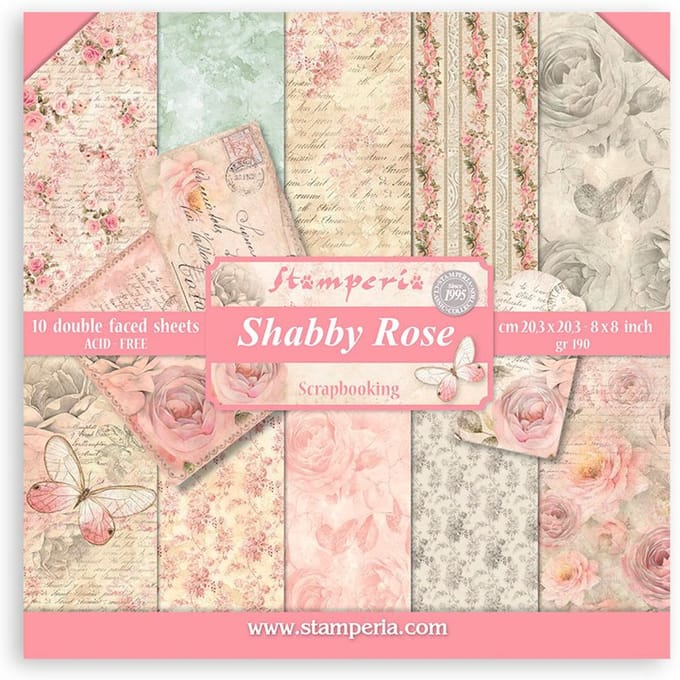 Stamperia - Shabby Rose 8x8 Inch Paper Pack (SBBS107)