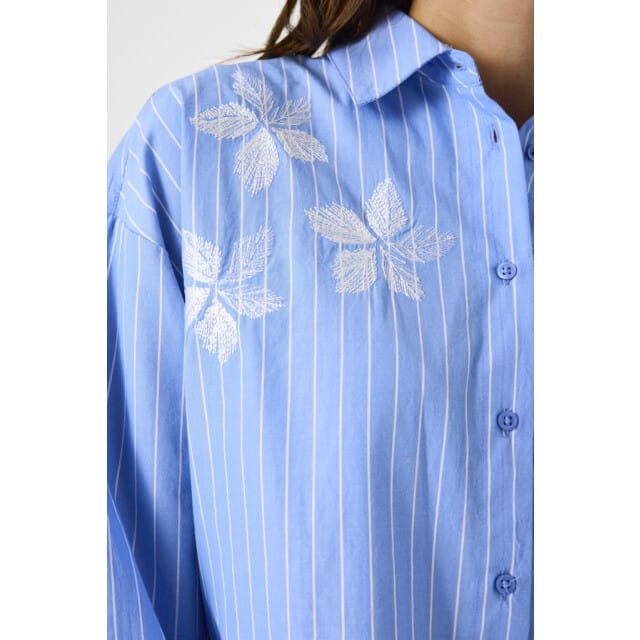 GARCIA Dames Effen Blouse Blauw Lange mouw