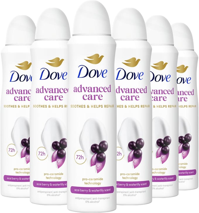 Dove - Anti-Transpirant Deodorant Spray - Advanced Care - Acai Berry & Waterlily - 6 x 150 ml