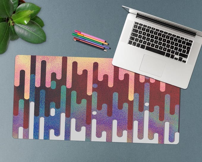Coloray Bureau Onderlegger - Abstracte lijnen Computer Mat - 90 cm x 45 cm - Veelkleurig Bureau Onderlegger - Bureau Pad - Bureau Mat - Bureaumat - Onderlegger Bureau