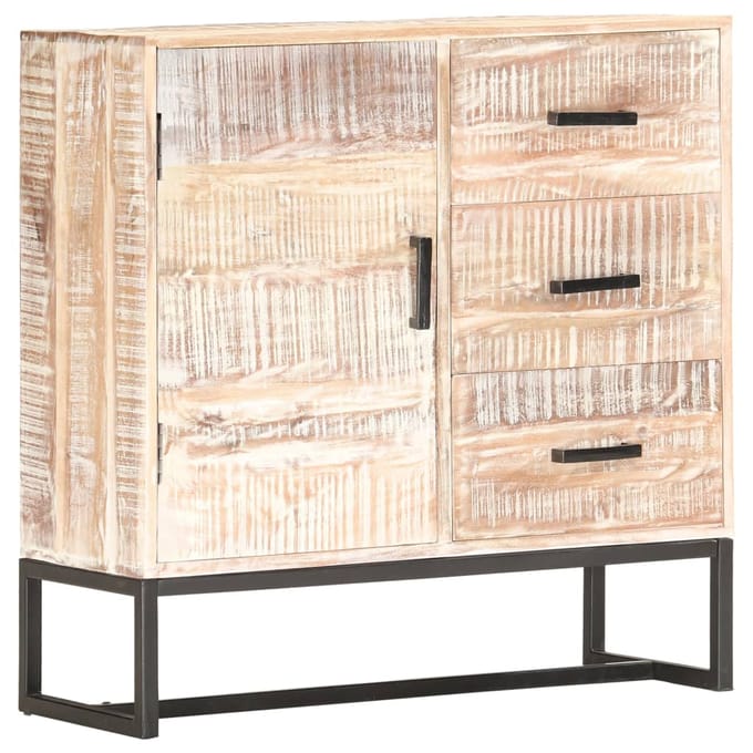 vidaXL - Dressoir - 73x30x75 - cm - massief - acaciahout - wit