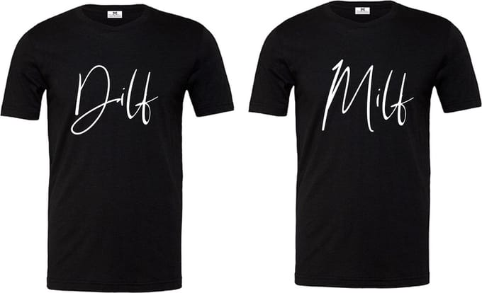 Shirt koppel set-Dilf en Milf-Hem & Haar-Zwart-Maat M