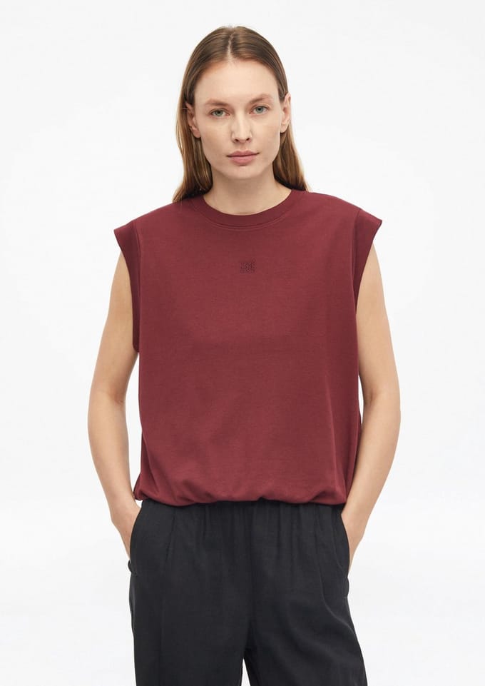 Mou shirt zonder mouwen in interlock jersey met logo en elastische zoom dames s.Oliver