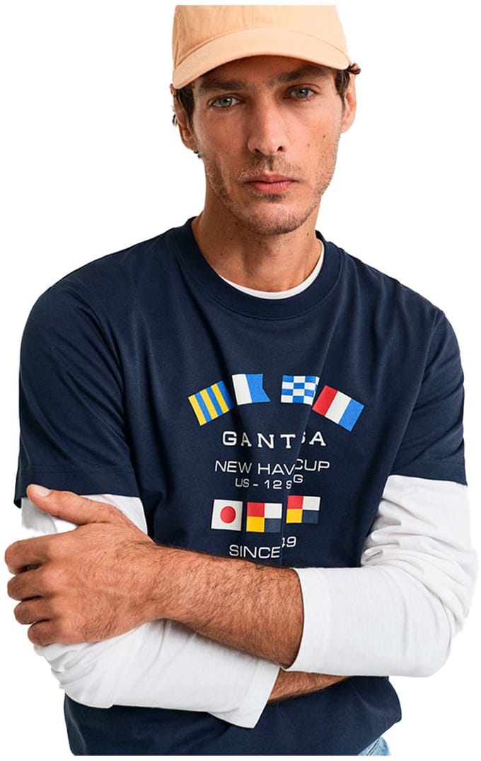 Gant Graphic 2003299 T-shirt Met Korte Mouwen Blauw M Man