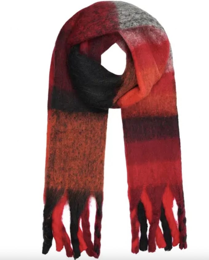 Fringe scarf Red Polyester