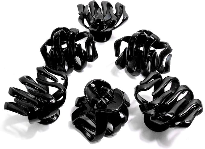 6 haarklemmen bol-vorm 6,5 cm zwart