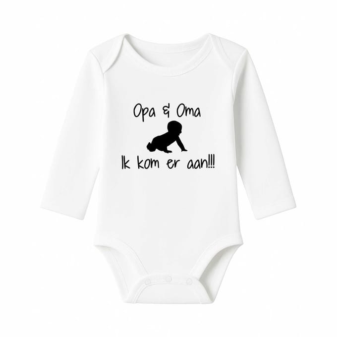 Romper Opa & Oma ik kom eraan - wit - lange mouw