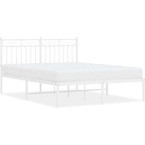 vidaXL - Bedframe - met - hoofdbord - metaal - wit - 135x190 - cm