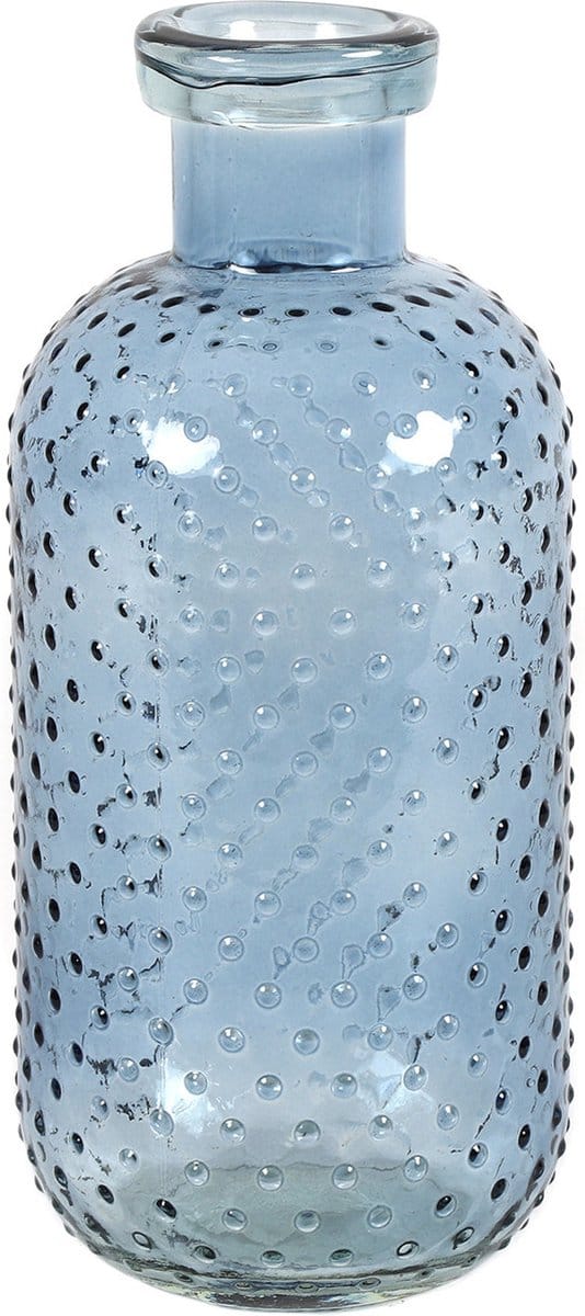 Countryfield Bloemenvaas Cactus Dots - blauw transparant - glas - 11 x 24 cm