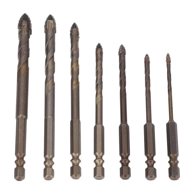 7-delige Steenboorbeitelset Zeskant Schacht Betonboorbeitels voor Cement Glas Hout Tegel Baksteen 312mm
