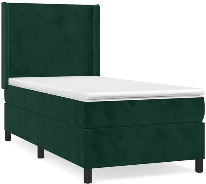 vidaXL - Boxspring - met - matras - fluweel - donkergroen - 100x200 - cm