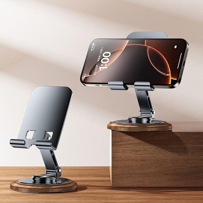 360° Metalen Bureau Mobiele Telefoon Houder Standaard Voor iPhone iPad Xiaomi Verstelbare Desktop Tablet Houder Mobiele Telefoon Stand gray