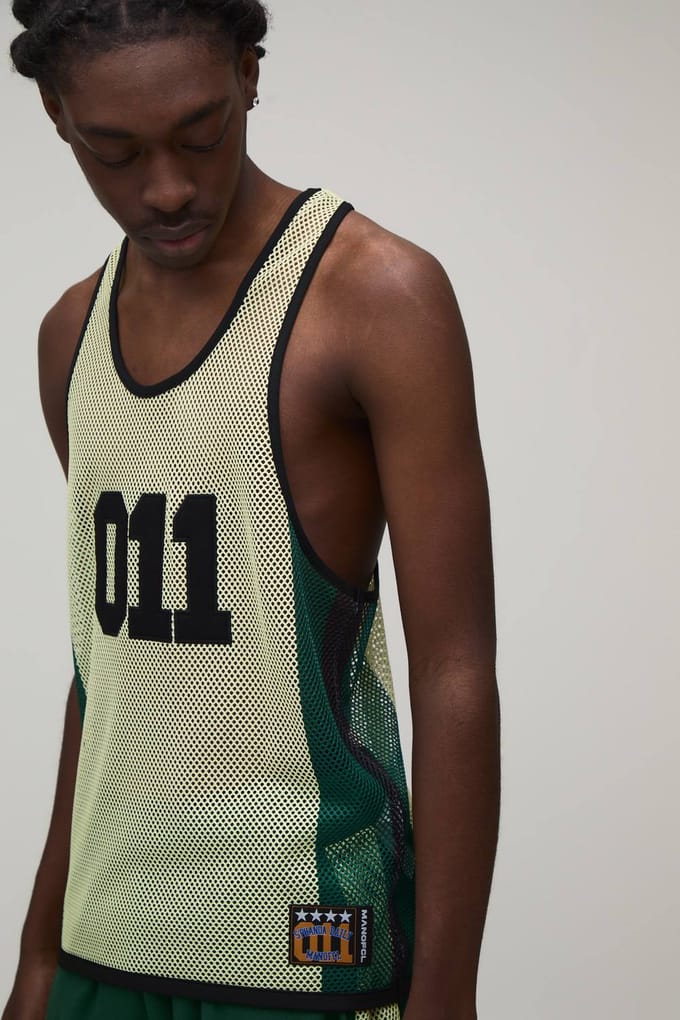 Regular Fit Netted 011 Appliqué Racerback Hemd | Yellow | Size Medium