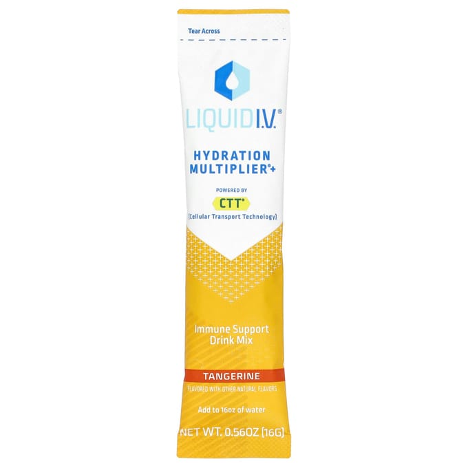 Liquid IV, Multiplicateur d'hydratation + Préparation pour boisson stimulant le système immunitaire, Mandarine, 10 sachets, 16 g (0,56 oz) chaque