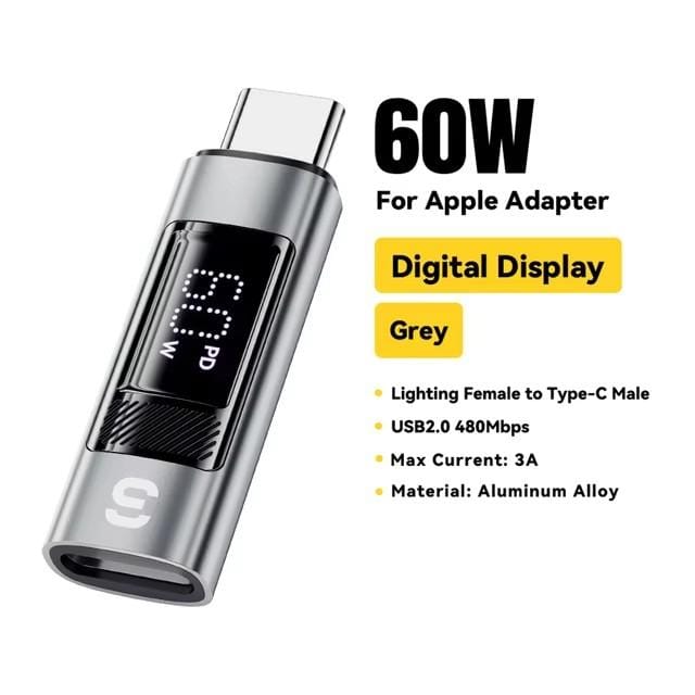Essager Type C naar verlichting OTG-adapter Digitaal display Snel opladen Type-C vrouwelijk naar bliksem mannelijk connector voor iPhone 15 14