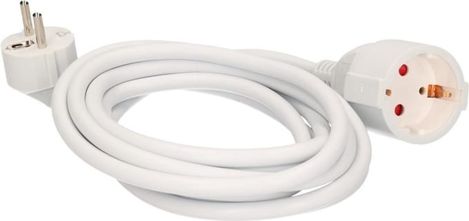 Verlengsnoer - 3 meter - randaarde - wit - 3500W - 250V