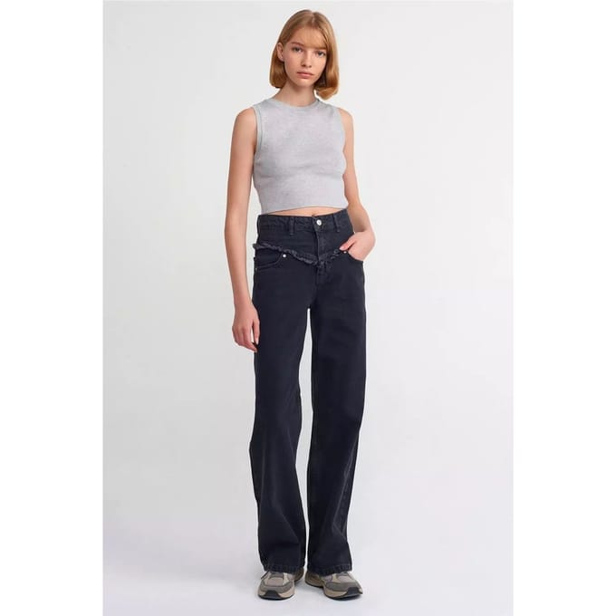 Gebreide Crew Neck Crop Top