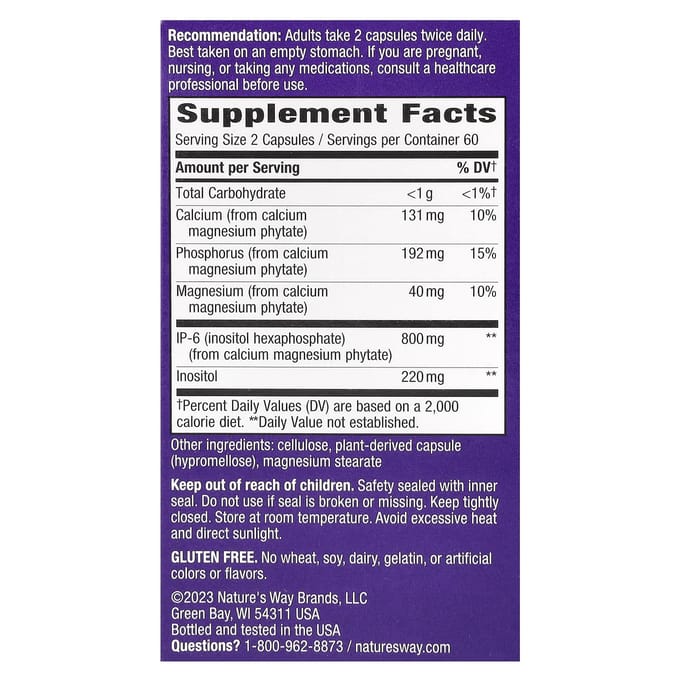 Nature's Way, Cell Forté, IP-6 & Inositol, 120 Plantaardige Capsules