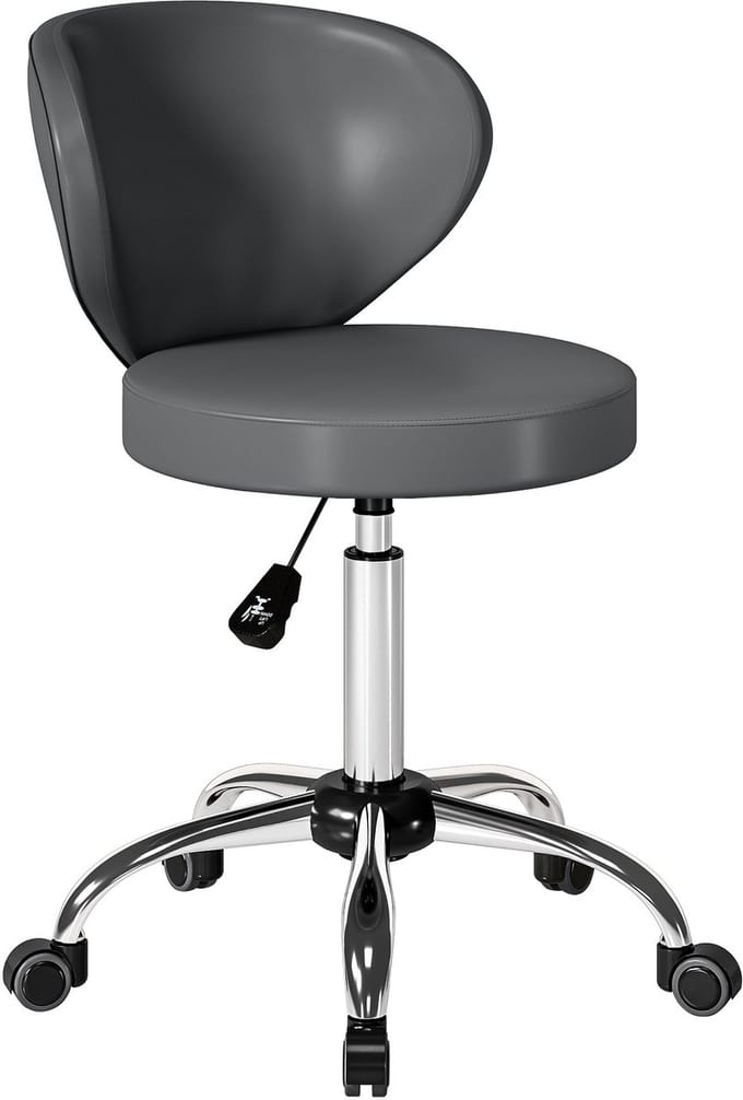 HOMCOM-Salonkruk-PU, Staal-45 x 54 x 73-88 cm-Grijs