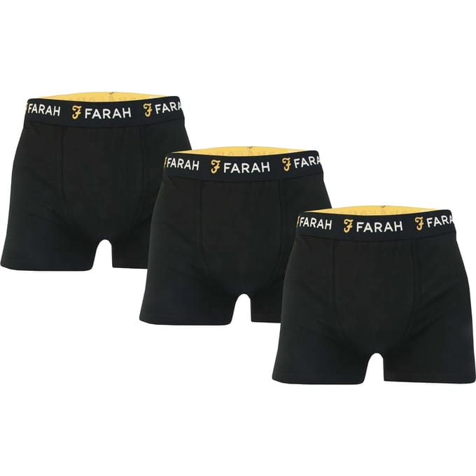 Farah Heren Saginaw Boxershorts (Set van 3) (Zwart)