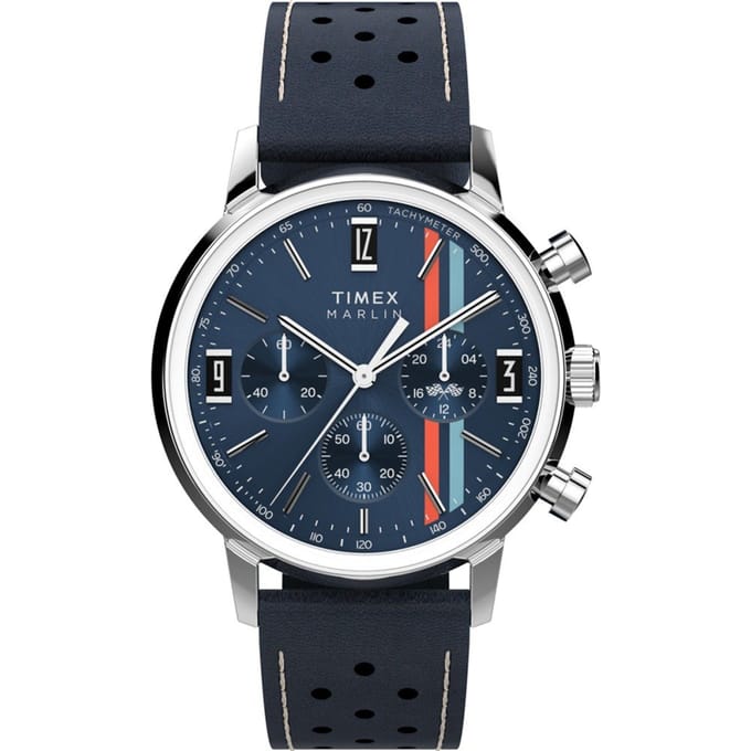 Timex Marlin TW2W99000 Horloge - Leer - Blauw - Ø 40 mm