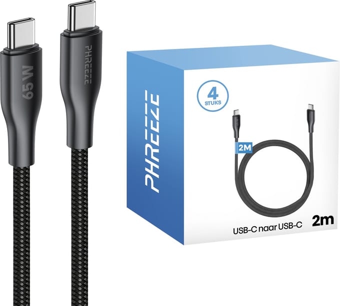 Usb C kabels 2 meter - 4 pack - Usb C naar usb C - Snellader voor telefoon, tablet & laptop