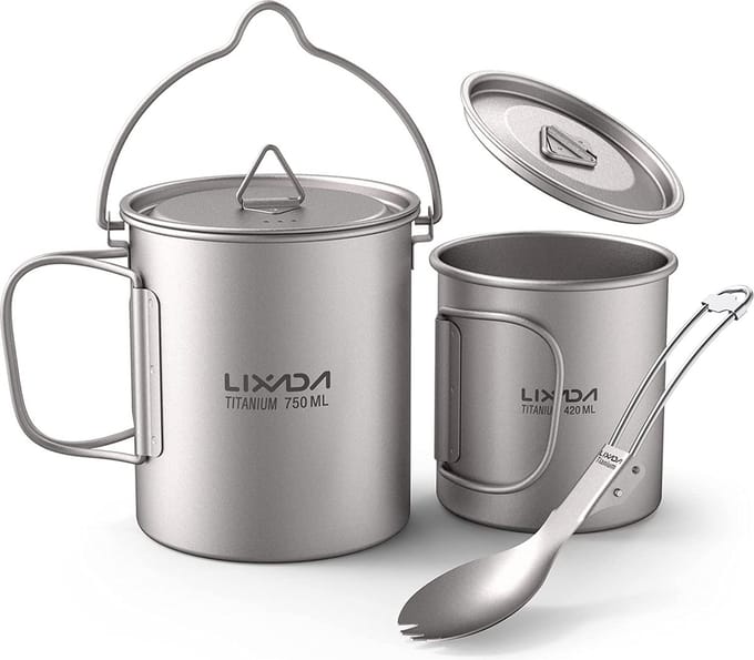 Titanium Pot Camping Portable Titanium Water Portable Cup met inklapbare handgreep (300 ml,