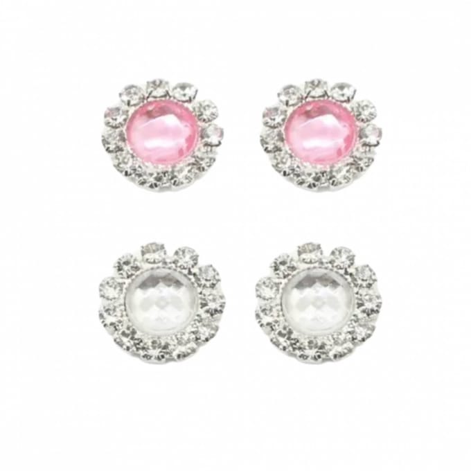 2 paar Allergievrije oorbellen Roze en wit 10 mm