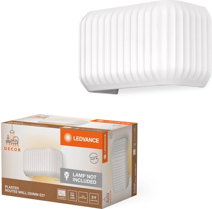 LEDVANCE Decor Plaster Routes Wandlamp 250 1XE27 Wit