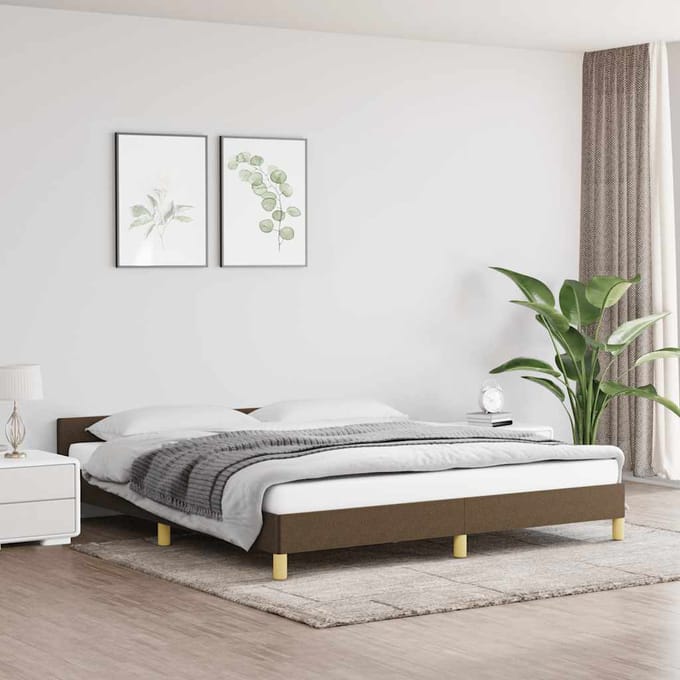 vidaXL - Bedframe - zonder - matras - stof - donkerbruin - 180x200 - cm