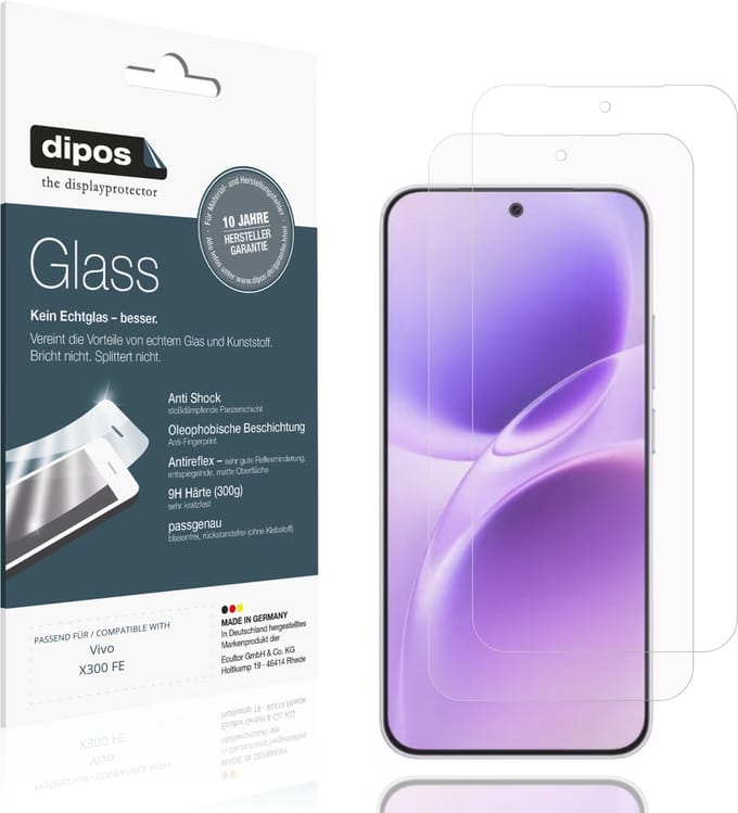 dipos – 2x Matte Pantserfolie geschikt voor Vivo X300 FE | 9H Screenprotector
